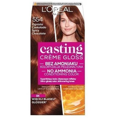L'Oréal Casting Creme Gloss 554 Feuerige Schokolade, langlebige Haarfarbe ohne A