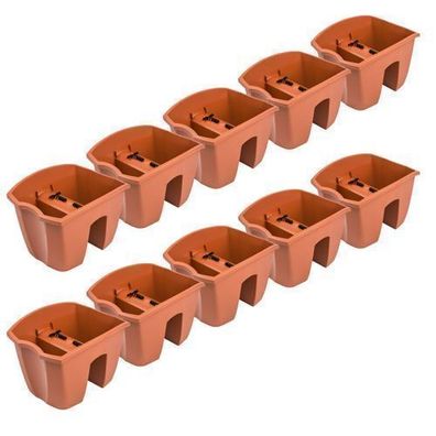 10x Blumenkasten 24cm Hängetopf Blumentopf Balkontopf Geländertopf Terrakotta