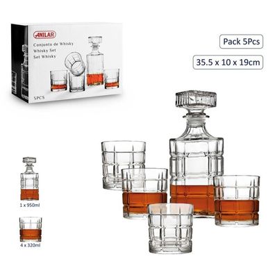 Whisky Set mit Karaffe Dekanter Whiskeyset 5-tlg. Whiskeygläser Whiskykaraffe