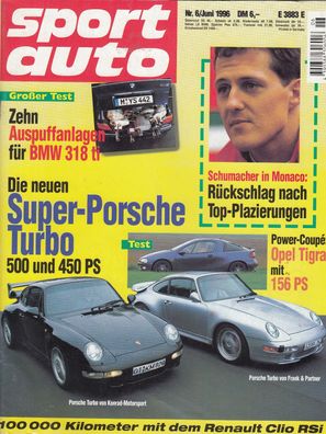 sport auto 6 / 1996, Super Porsche, Opel Tigra, Renault Clio, BMW 318