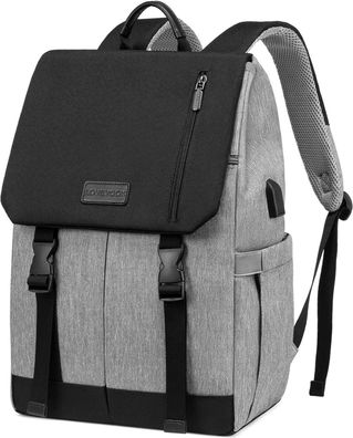 15.6 Zoll Laptop Rucksack Damen Herren Wasserdicht Uni Business Grau