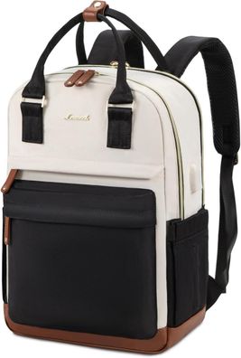 Schwarzer Damen Rucksack 15,6 Zoll Laptop Schul Uni Büro