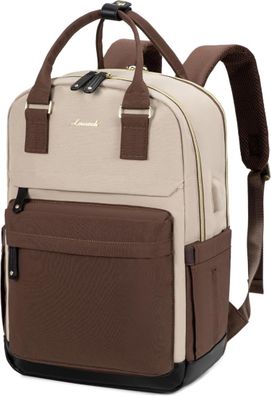 15,6 Zoll Laptop Rucksack Damen Wasserdicht Braun