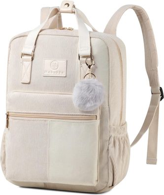 Makukke Cord Rucksack Anti-Theft Daypack Lässige Citytasche Beige