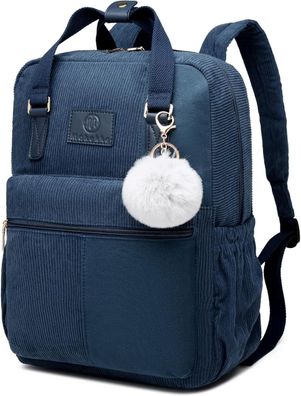 Makukke Cord Rucksack Damen Herren Anti-Theft Daypack Blau