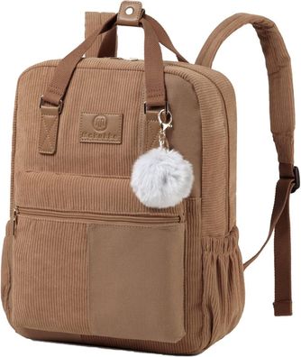 Stylischer Makukke Cord Rucksack Damen Herren Anti-Theft Daypack braun