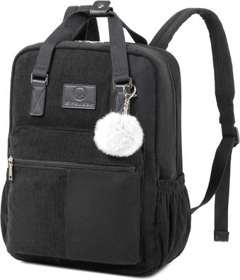 Cord Rucksack Damen Herren Daypack Schwarz Anti-Theft Citytasche