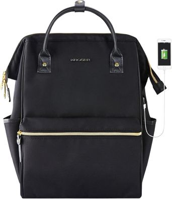 Laptop Rucksack Damen Herren 15,6 Zoll Schwarz Wasserdicht USB Ladeanschluss