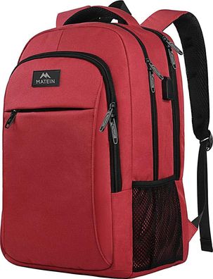 Laptop Rucksack 15,6 Zoll USB-Ladeanschluss Wasserdicht Business Rot