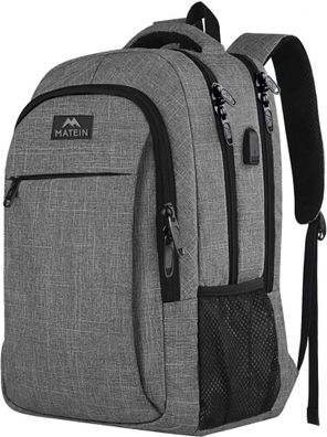 MATEIN Laptop Rucksack 15.6 Zoll USB Business Herren Damen Grau