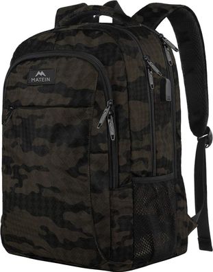Laptop Rucksack 15,6 Zoll USB-Ladeanschluss Wasserdicht Herren Getarnt