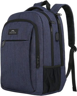 Schulrucksack 15,6 Zoll Laptop Notebook Rucksack USB Ladeanschluss Blau