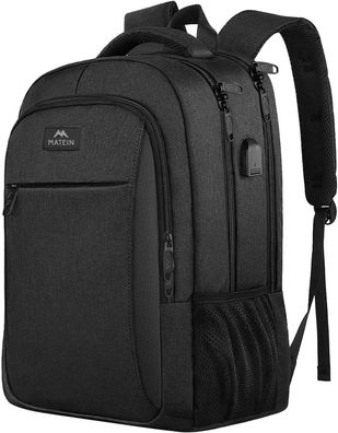 Business Laptop Rucksack 15,6 Zoll USB Ladeanschluss Wasserdicht Schwarz