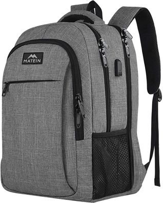 MATEIN Laptop Rucksack 17,3 Zoll Anti Diebstahl USB Grau