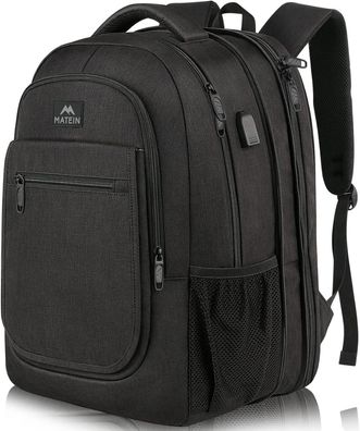 Großer Laptop Rucksack Herren 17,3 Zoll USB Schwarz