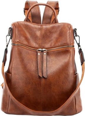 Leathario Damen Rucksack klein pu Leder Anti-Diebstahl Braun
