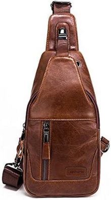 Leathario Brusttasche Herren echtes Leder Schultertasche 30x15x6cm braun