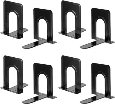 Metall-Buchstützen 4 Paar Schwarz rutschfest abgerundete Ecken robust