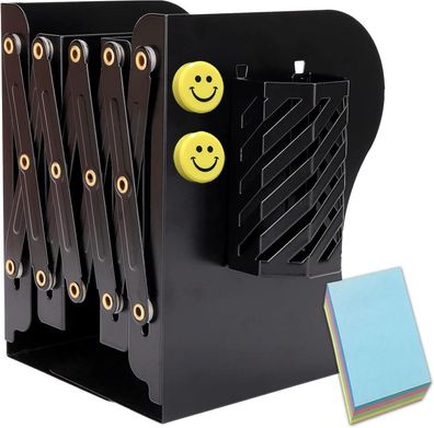 Buchstützen mit Stifthalter Verstellbar rutschfeste Bookends Schwarz 19 Zoll