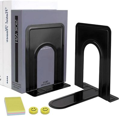 Qualsen Metall Buchstützen 1 Paar Schwarz 17x12x15 cm Kinder Bücherständer