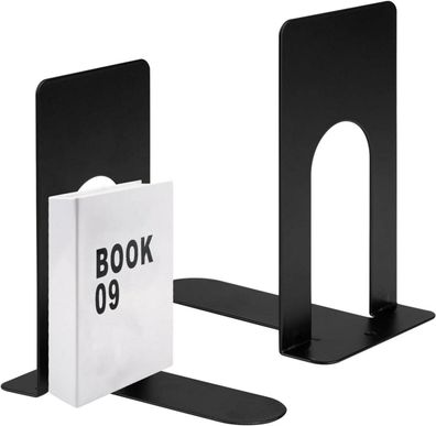 Buchstütze Metall 2er Pack 80x70x130mm Schwarz Bücherhalter Kinder Schule