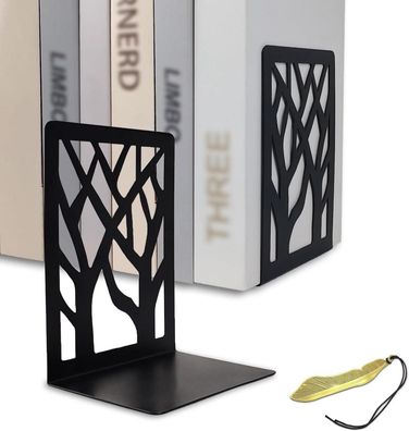 Moderne Metall-Buchstützen Schwarz 1 Paar für Regal Bücher Bookends 12x9x16cm