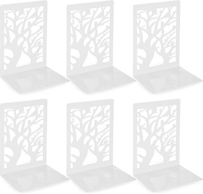 3 Paar Metall Buchstütze Book Holder Bücherhalter Weiß 17,2x12x9,3 cm