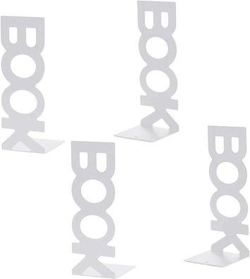 Weiße Metall Buchstützen 'Book' 4 Stück für Bücherregal Schreibtisch
