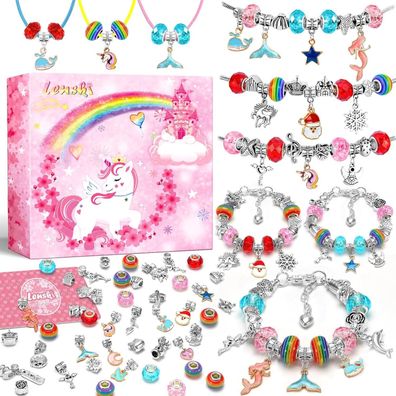 DIY Einhorn Armband Bastelset Mädchen Geschenkbox Kinder 4-12 Jahre