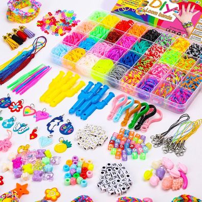 Bunte Loom Bands Set 3300+ 36 Farben Rubber Bands Kit Accessoires DIY Kinder