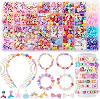 Funtopia Mädchen Perlen Set 32 Farben Armband Bastelset 6-13 Jahre