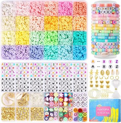 Perlen Set 6mm Heishi Buchstaben Clay Charms Kit für DIY Armbänder