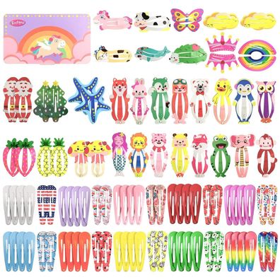 100 Stück Mädchen Haarspangen 5cm Cartoon Tier Metalldruck Clips