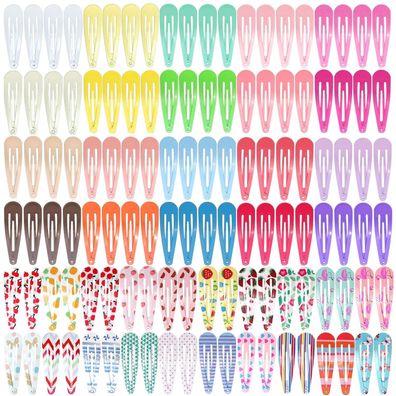 Funtopia Mädchen Haarspangen Set 120 Stück in 40 Farben 5cm Metall Snap Clips