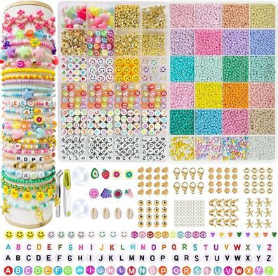 Glasperlen Set 18000+ Stück Pastell Armbänder Basteln Mädchen 3mm Seed Beads