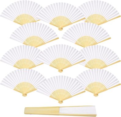 ZOOI 12er Pack Handfächer Hochzeit Deko Weiß Gastgeschenk Sommer DIY