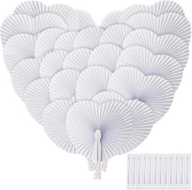 24er Pack Handfächer Hochzeit Weiß Papierfächer Deko Party Fecher