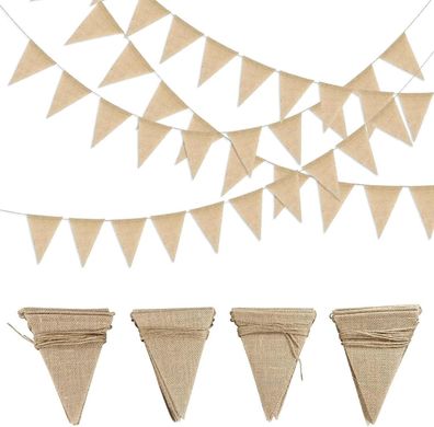 Vintage Jute Wimpelkette 4 Stück Wetterfest 48pcs Garten Hochzeit Party