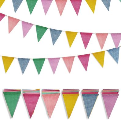 6er Set Outdoor Wimpelkette Wetterfest Mehrfarbig Dekoration Kinderzimmer Party