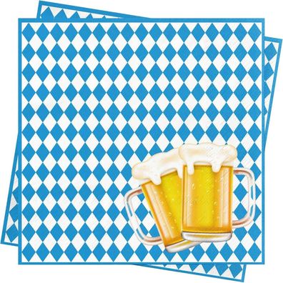 Oktoberfest Servietten 40 Stk. Bayrisch Blau-Weiß Deko 33x33cm