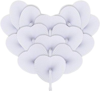 60 Weiße Handfächer Herzform Hochzeit Gastgeschenk Vintage