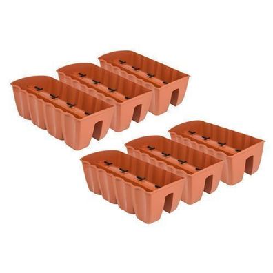 6x Blumenkasten 60cm Hängetopf Blumentopf Balkontopf Geländertopf Terrakotta