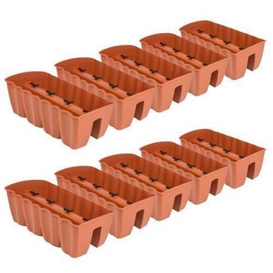 10x Blumenkasten 60cm Hängetopf Blumentopf Balkontopf Geländertopf Terrakotta