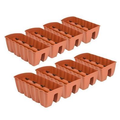 8x Blumenkasten 60cm Hängetopf Blumentopf Balkontopf Geländertopf Terrakotta