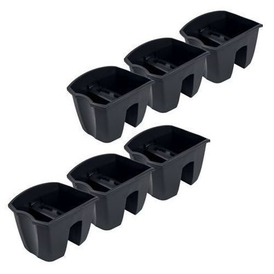 6x Blumenkasten 24cm Hängetopf Blumentopf Balkontopf Geländertopf DCRO Anthrazit