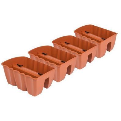 4x Blumenkasten 40cm Hängetopf Blumentopf Balkontopf Geländertopf Terrakotta