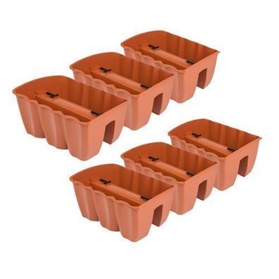 6x Blumenkasten 40cm Hängetopf Blumentopf Balkontopf Geländertopf Terrakotta