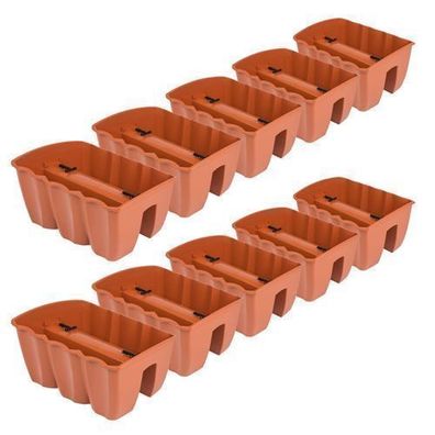 10x Blumenkasten 40cm Hängetopf Blumentopf Balkontopf Geländertopf Terrakotta
