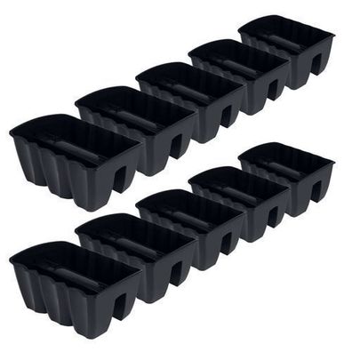 10x Blumenkasten 40cm Hängetopf Blumentopf Balkontopf Geländertopf Anthrazit