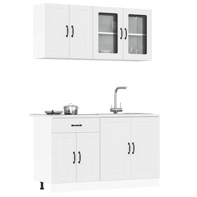 vidaXL 4-tlg. Küchenschrank-Set Lucca Weiß Holzwerkstoff